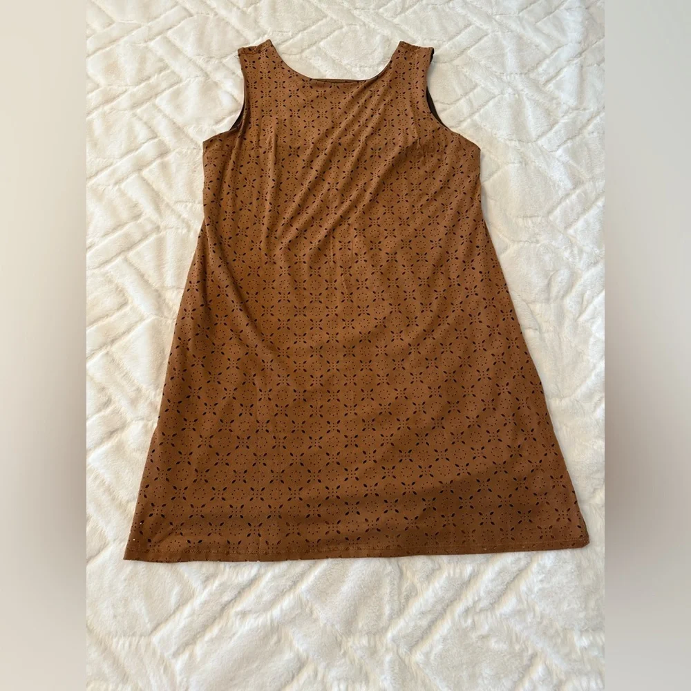 Maurices Brown Suede Eyelet Mini Dress Size M - Picture 7 of 8